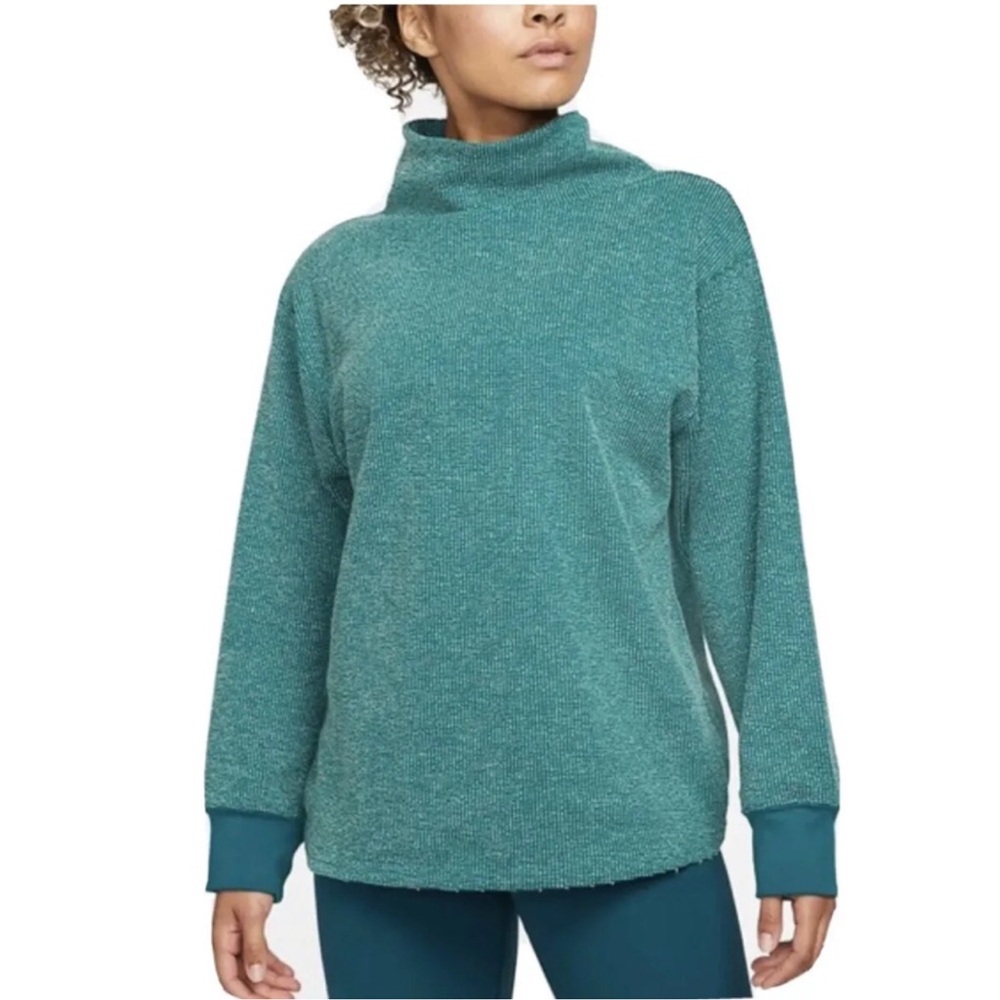 Nike NWT Yoga Luxe Pullover Cowl Neck Teal Blue Dri-Fit Sweatshirt